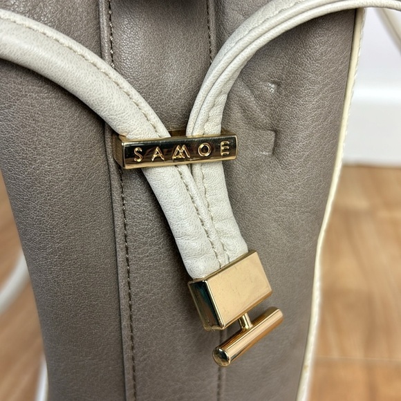 Samoe Style East/West Shopper Handbag/Shoulder Bag Faux Leather Neutral Soft - Picture 5 of 13